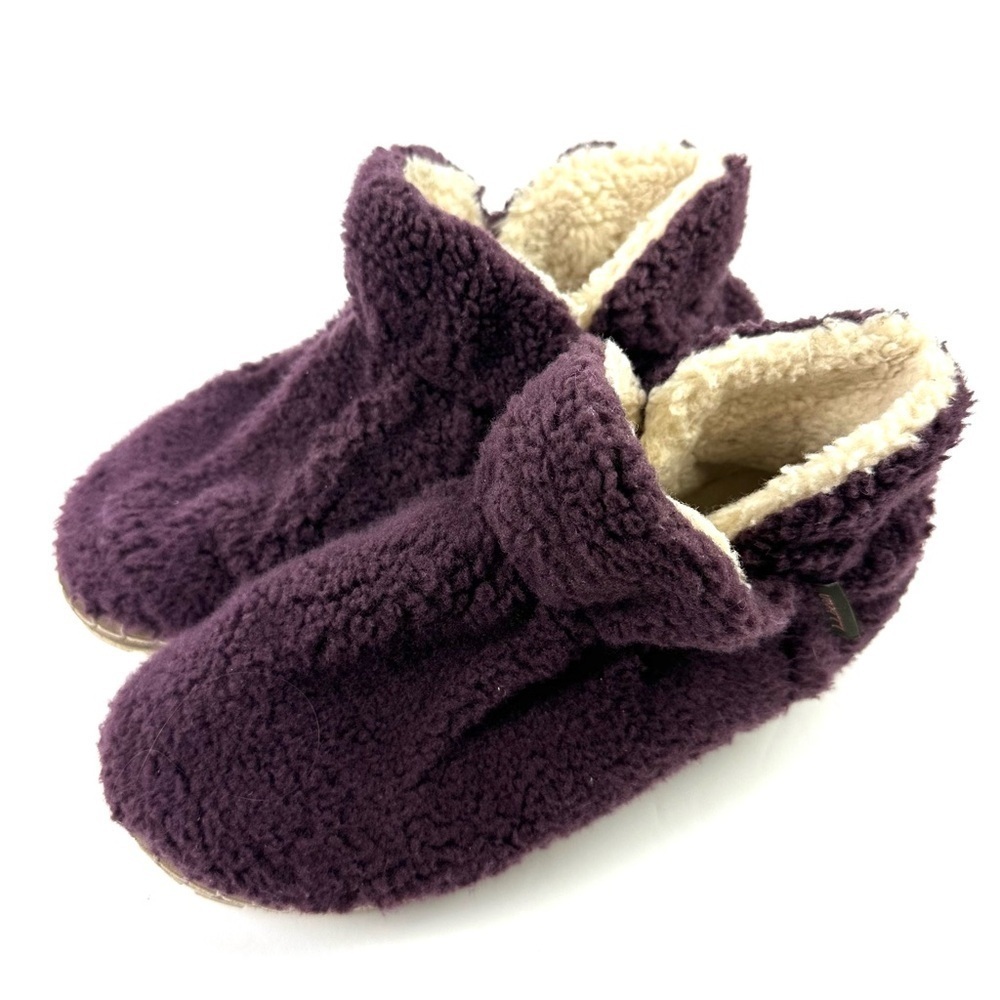 LL Bean Cozy Slippers 8 Sherpa‎ Comfort Booties Purple High Pile Womens